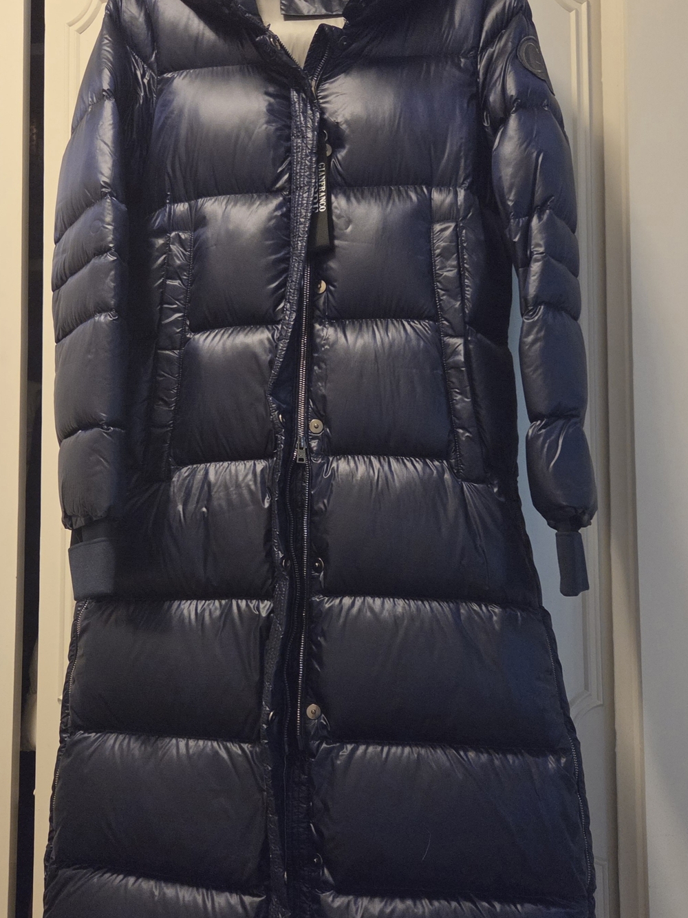 Long Quilted Puffer Coat - Navy